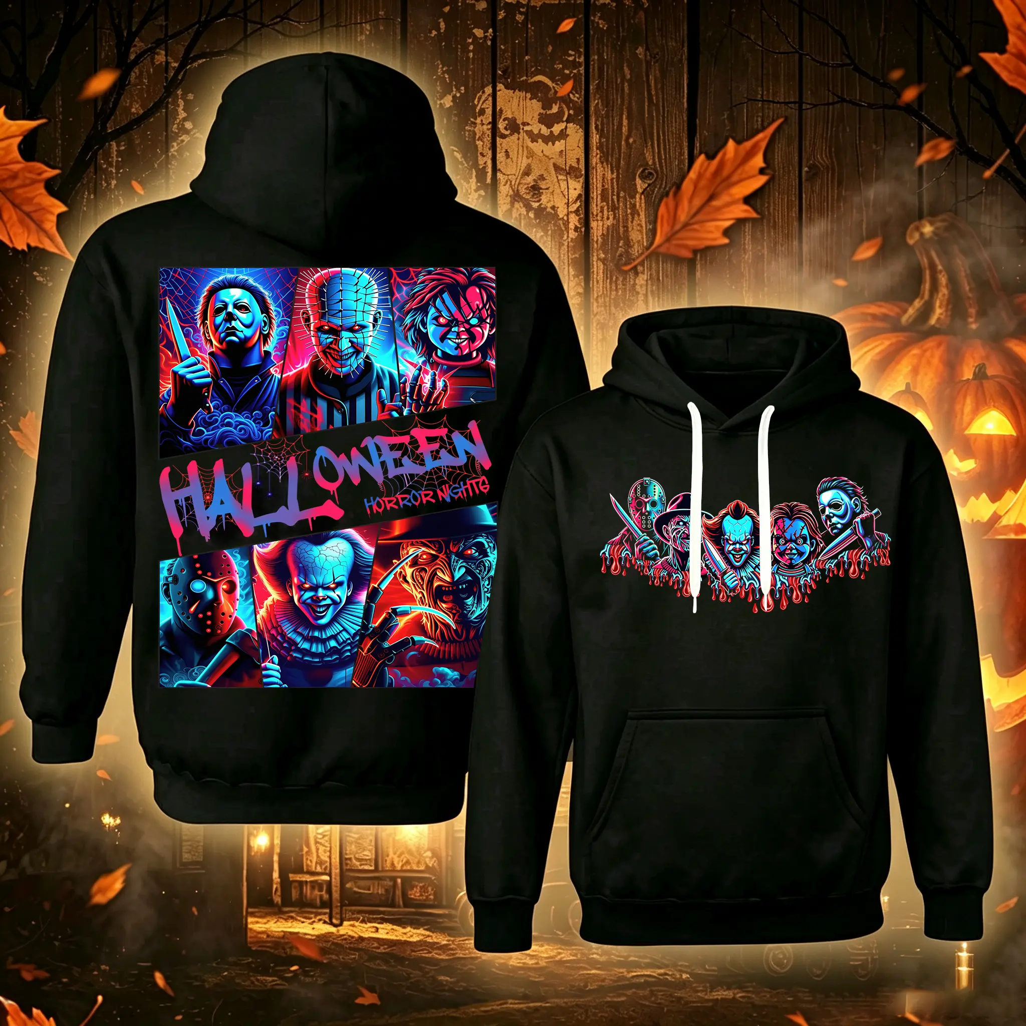Retro Halloween Horror Icons Sweatshirts| Halloween Hoodies, Scary Movie Fan Hoodies, Fall Spooky Outfits, Halloween Gifts#Halloween# Gifts
