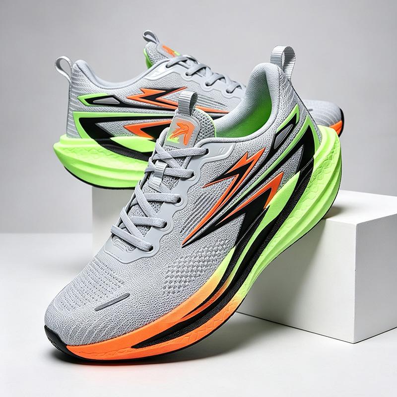New Men's Lightweight Cushioned Athletic Running Shoes, Breathable Mesh Gradual Thick Sole, Soft Elastic Outsole Anti-Slip Durable, Multi-Color Options