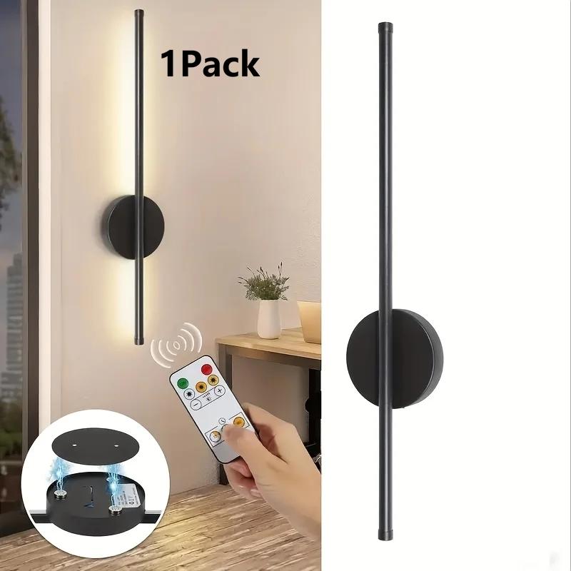 Wireless Charging Wall Lamp Battery Powered Remote Control Dimmable Indoor Decorative Light, Adjustable Brightness LED Nightlight, Dimmable Lighting