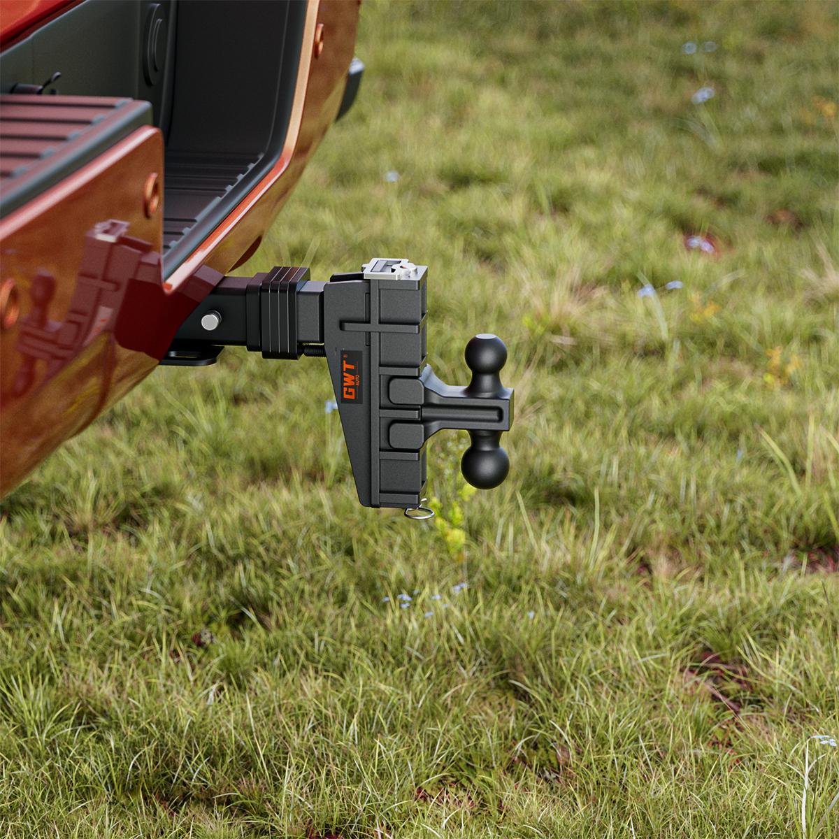 Dual-Ball Adjustable Trailer Hitch(2"&2-5/16"), Fits 2-Inch Receiver, 6 Inch Drop/Rise Drop Cushioned Hitch, 25,000 LBS GTW-Tow Hitch for Truck, Solid Ball Mount, Black, Heavy Duty