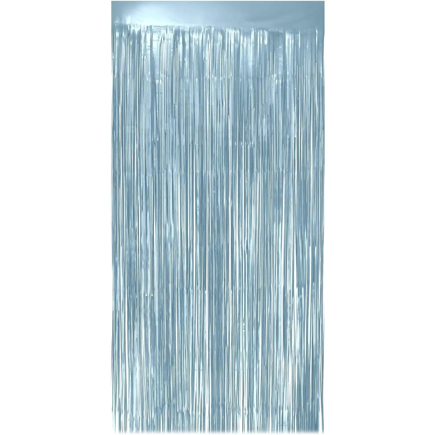 1 Pack tallic Light Blue Fringe Backdrop, 3.2x8.2ft Shining Foil Tinsel Curtains, Birthday Party Decorations Door Strears for Halloween, Christmas, Wedding, Graduation, Holiday, The Events