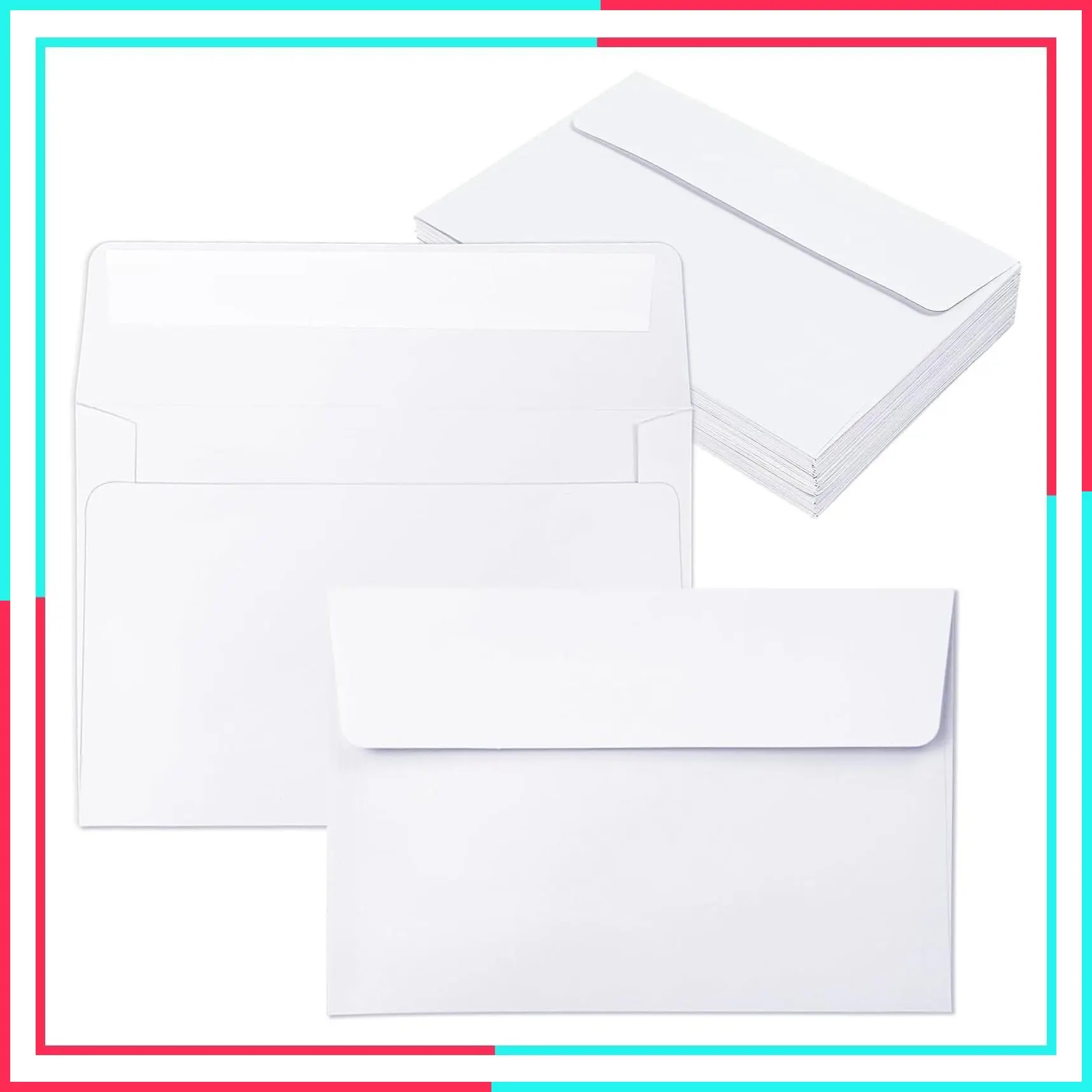 100 Pack White 4x6 Envelopes for Invitations, A4 Envelopes for Greeting Cards, Printable, Self Seal for Weddings, Graduation, Birthday, Photos, Postcards