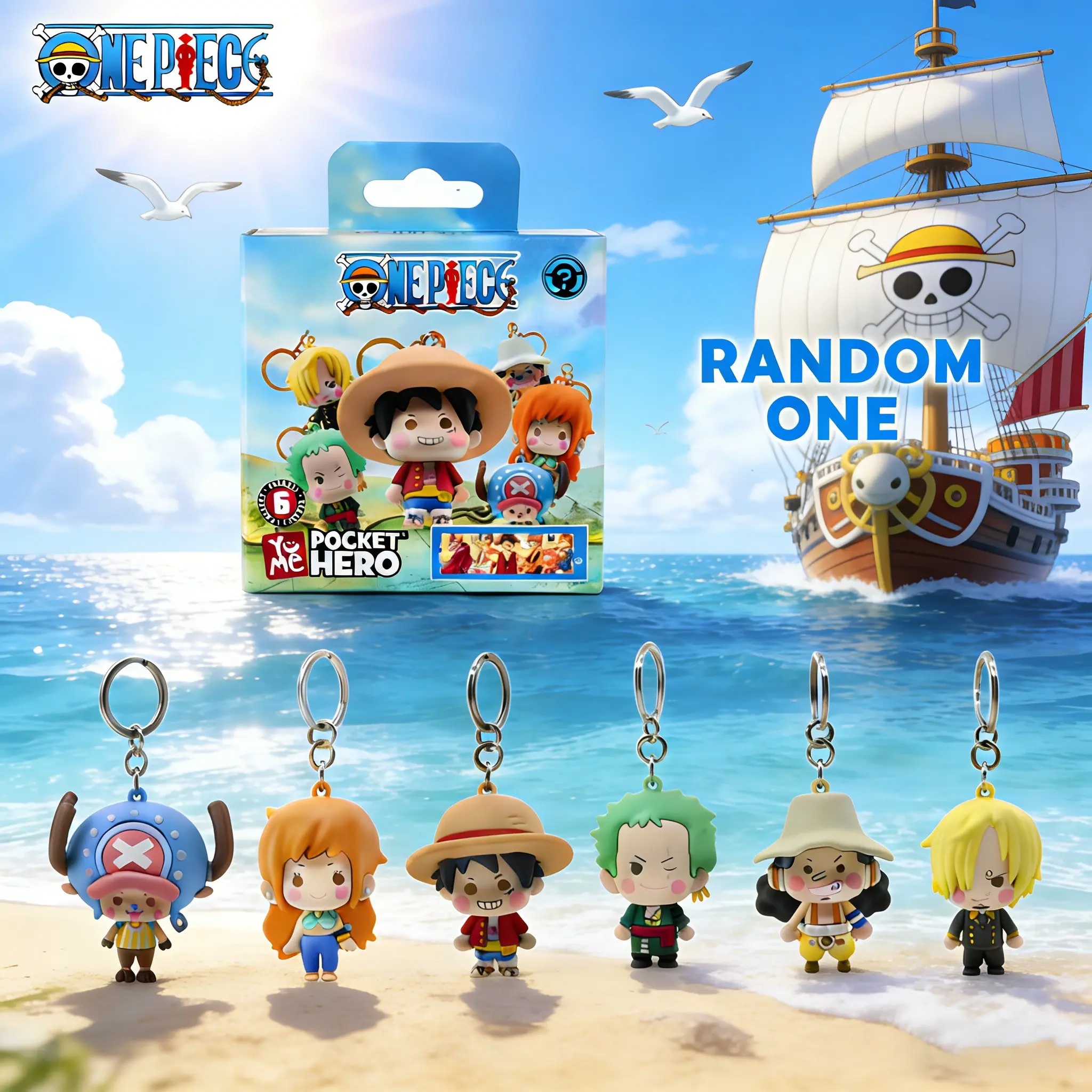 1PC One Piece Toei Officially Licensed 3D PVC Blind Bag Clip Keychain Random Luffy Zoro Chopper Backpack Anime Birthday Gift