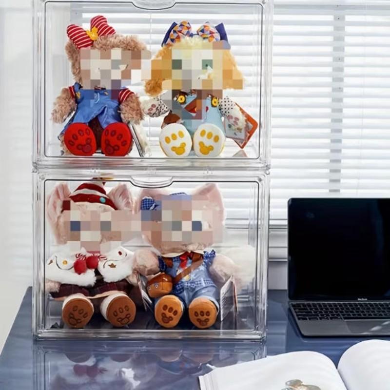 Transparent Acrylic Storage Box with Lid, Dustproof Stackable Design, Ideal for Organizing Bags & Toys, Modern Home Decor Solution, Clear Storage Box