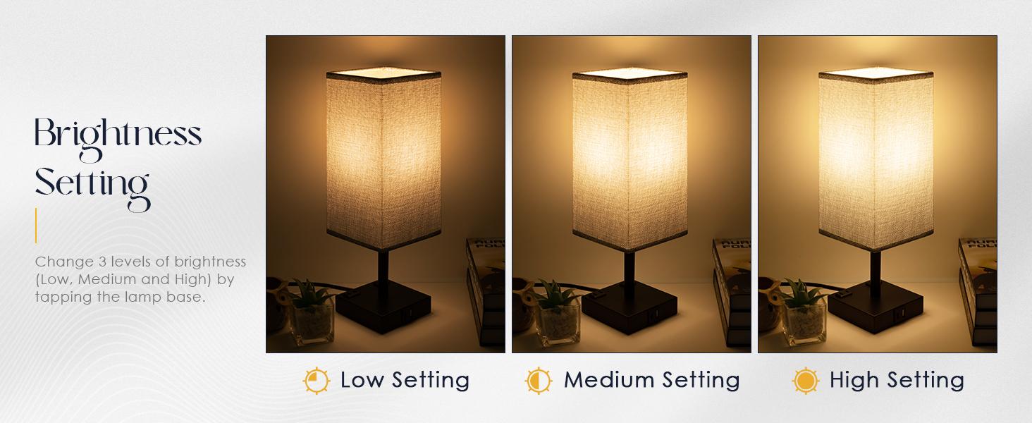 Bedside Lamp with USB Ports - Touch Control Table Lamp for Bedroom with USB C+A Charging Ports & AC Outlets, 3 Way Dimmable Nightstand Light for Living Room (LED Bulb Included) Bedside Lamp with USB Ports - Touch Control Table Lamp for Bedroom with USB C+A Charging Ports & AC Outlets, 3 Way Dimmable Nightstand Light for Living Room (LED Bulb Included)
