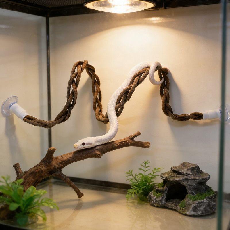 Reptile Climbing Tree Vine Stand with Suction Design, Realistic Scenery Fake Climbing Frame for Snakes Lizards Geckos, Pet Toy