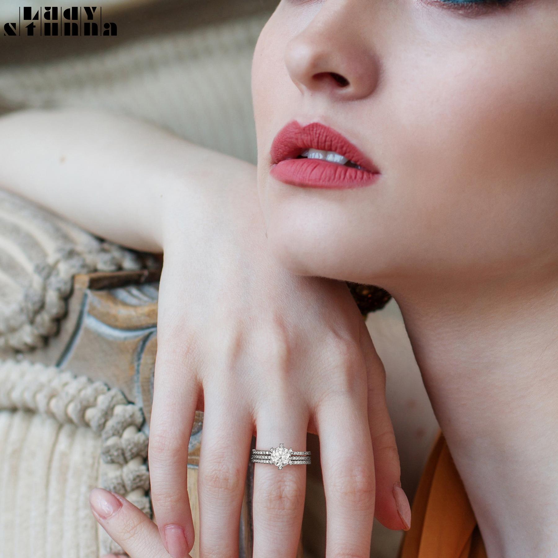 STUNNA LADY 1 Carat Moissanite Rings, 925 Sterling Silver Women Wedding Bands, Moissanite Engagement Rings for Women Wife Girlfriend Gifts with Certificate of Authenticity and Gift Box