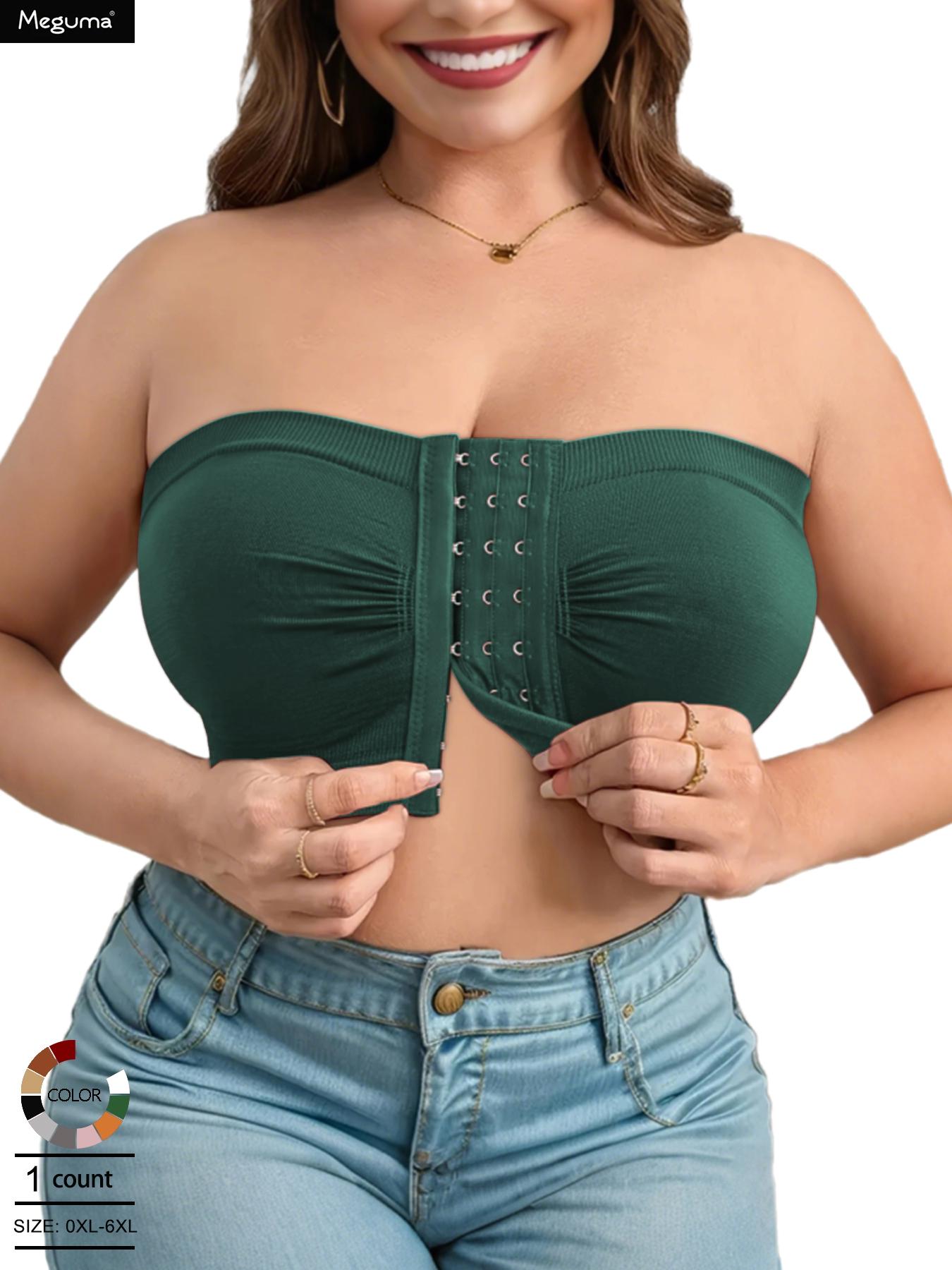 dailydrip【Plus Size】 Solid Strapless Bra, Casual Comfortable Breathable Wireless Bra Buckle for Daily Wear, Women's Plus Size Lingerie for All Seasons, Basic Bra, Underwear