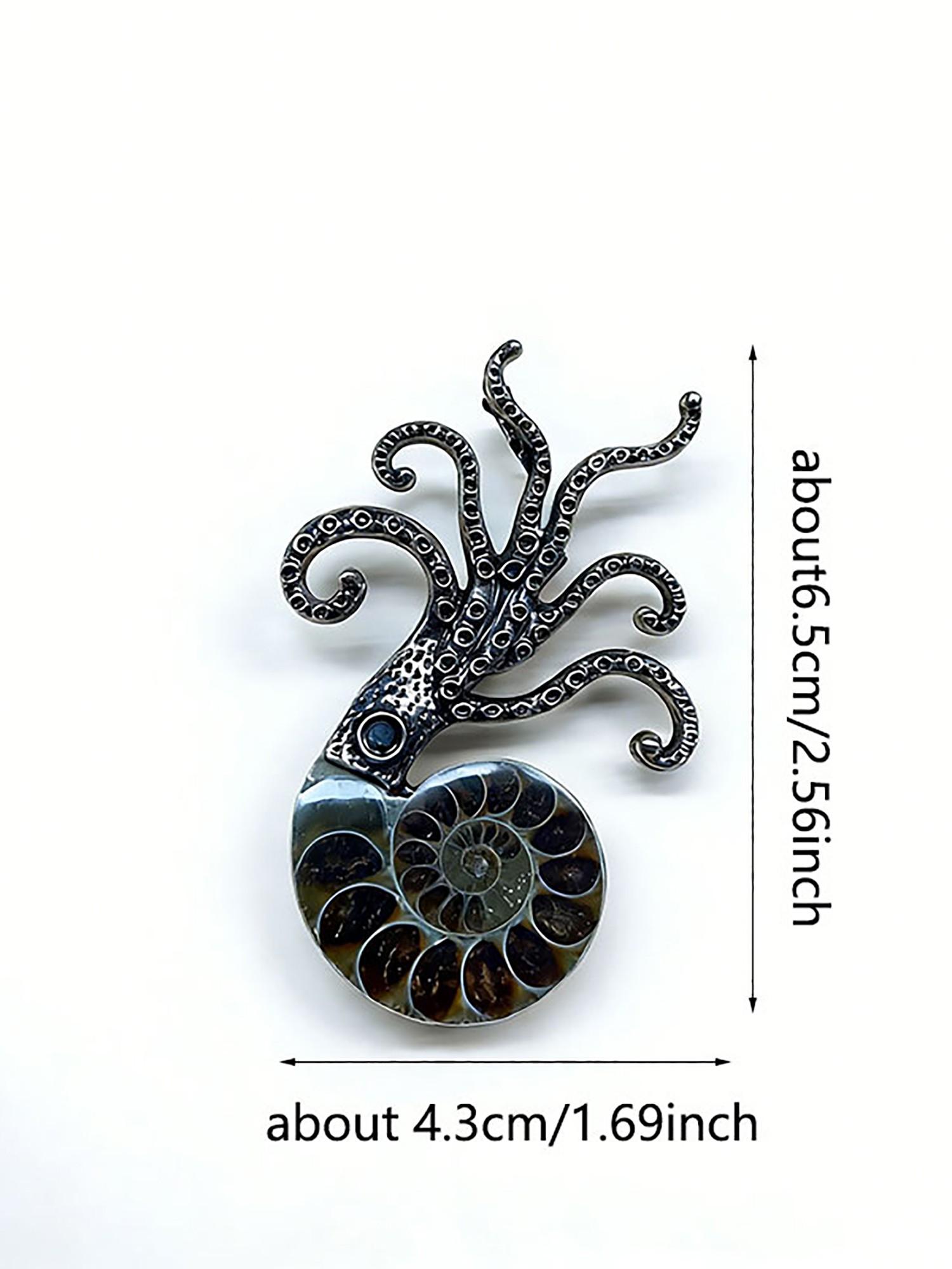 Natural Colorful Conch Octopus Brooch, Unique Exaggerated Large Octopus Ocean Creature Pendant, Dual-Use Decorative Pin