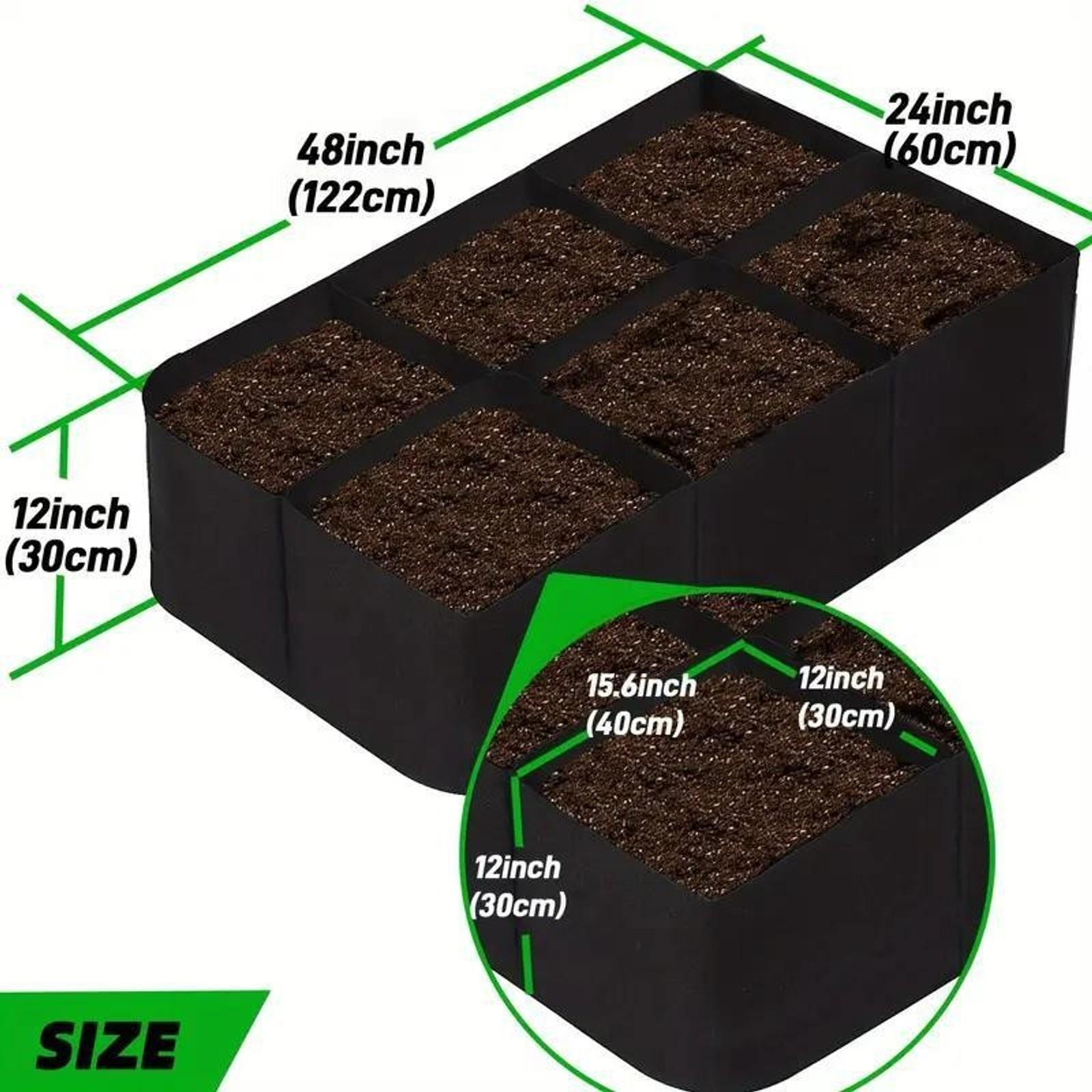 8-section Garden Bed, Elevated Planting Boxes, Vegetables growing planter, Breathable Raised Planter for Vegetables, Rectangle Planting Container for Indoor/Outdoor Gardening, Rectangular Garden Planter, Raised Garden Beds