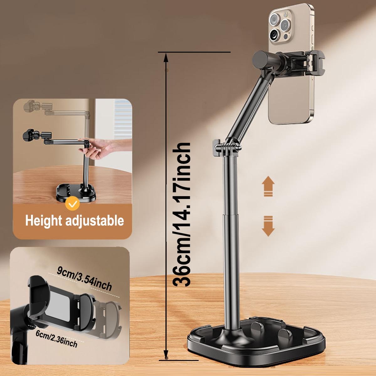 360 Rotating Desktop Phone Holder, Adjustable Live Streaming Stand, Aluminum Alloy Material, Selfie Accessories, Lazy Bracket, Tablet Stand, Stable Phone Holders