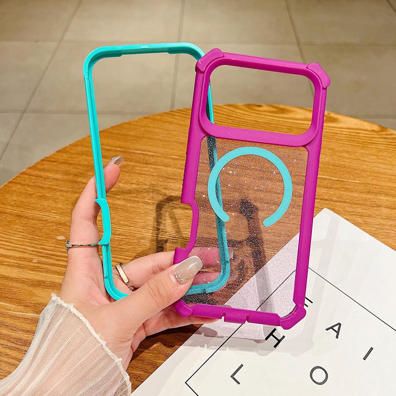 Transparent Magsafe Magnetic Corner Protection Protective Shockproof Phone Case, Compatible with iPhone 17 Pro Max 17 Air 16 15 14 13 12 11, Casing