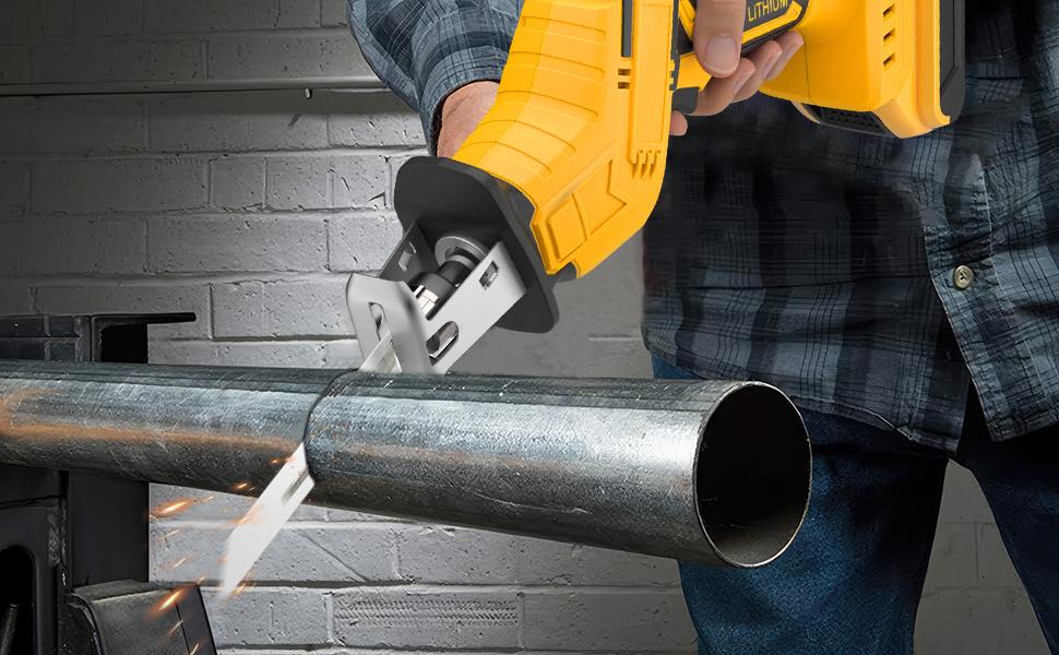 Reciprocating Saw for DeWalt 20V Battery, 3 Variable Speed, Brushless Tool-Free Blade Change, 4 Saw Blades for Metal Wood PVC Cutting