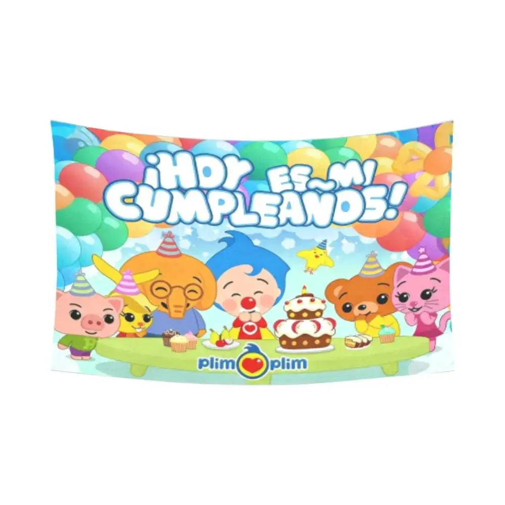Plim Plim Retro Cartoon Birthday Decoration Tapestry - Home Decor Hanging Wall Tapestry for Party Backdrop