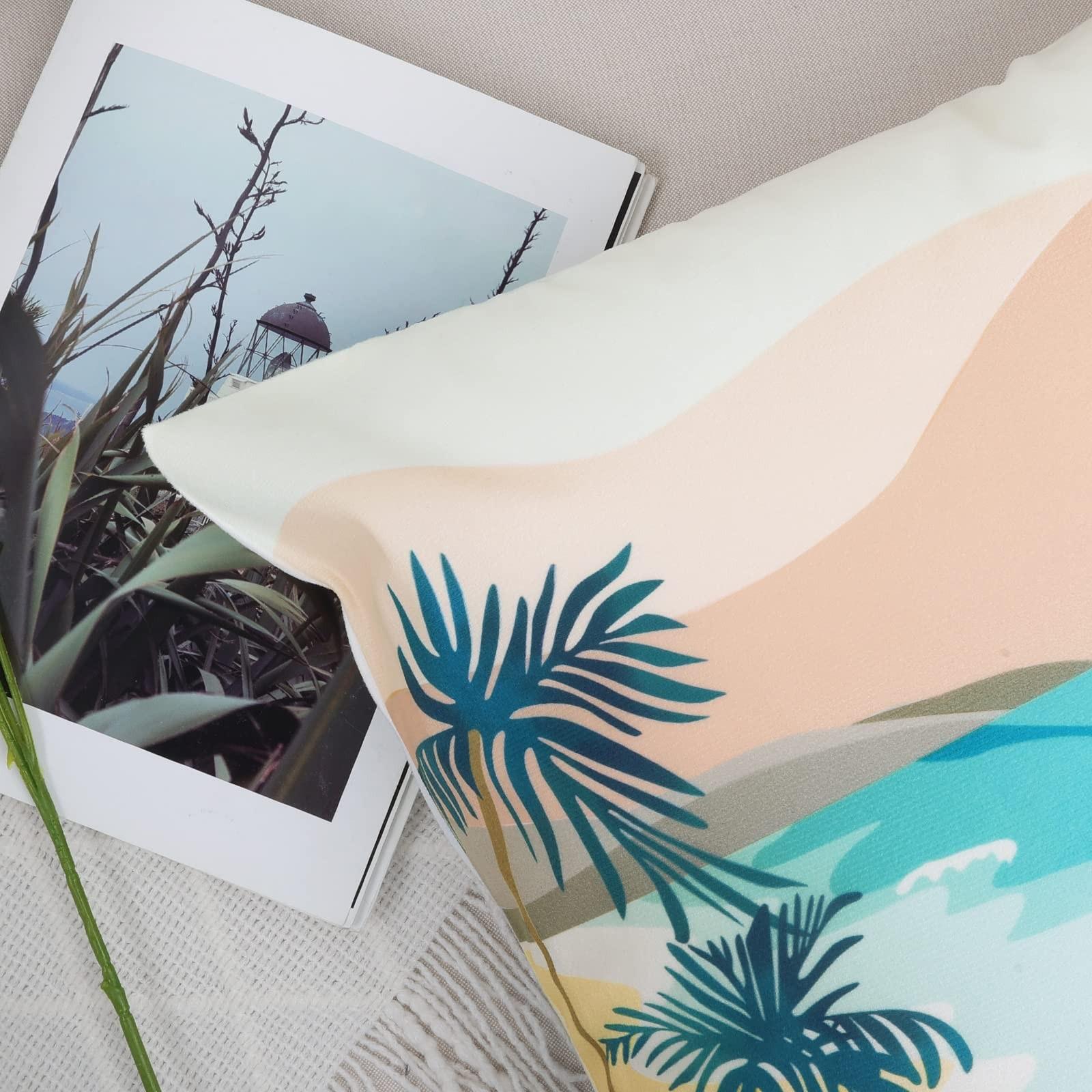 4-piece tropical breeze summer green palm leaf beach decorative throw pillow covers, with zipper closure, machine washable, suitable for living room, bedroom, sofa, car decoration, seat cushion covers, home decorations (only includes pillow covers, not in