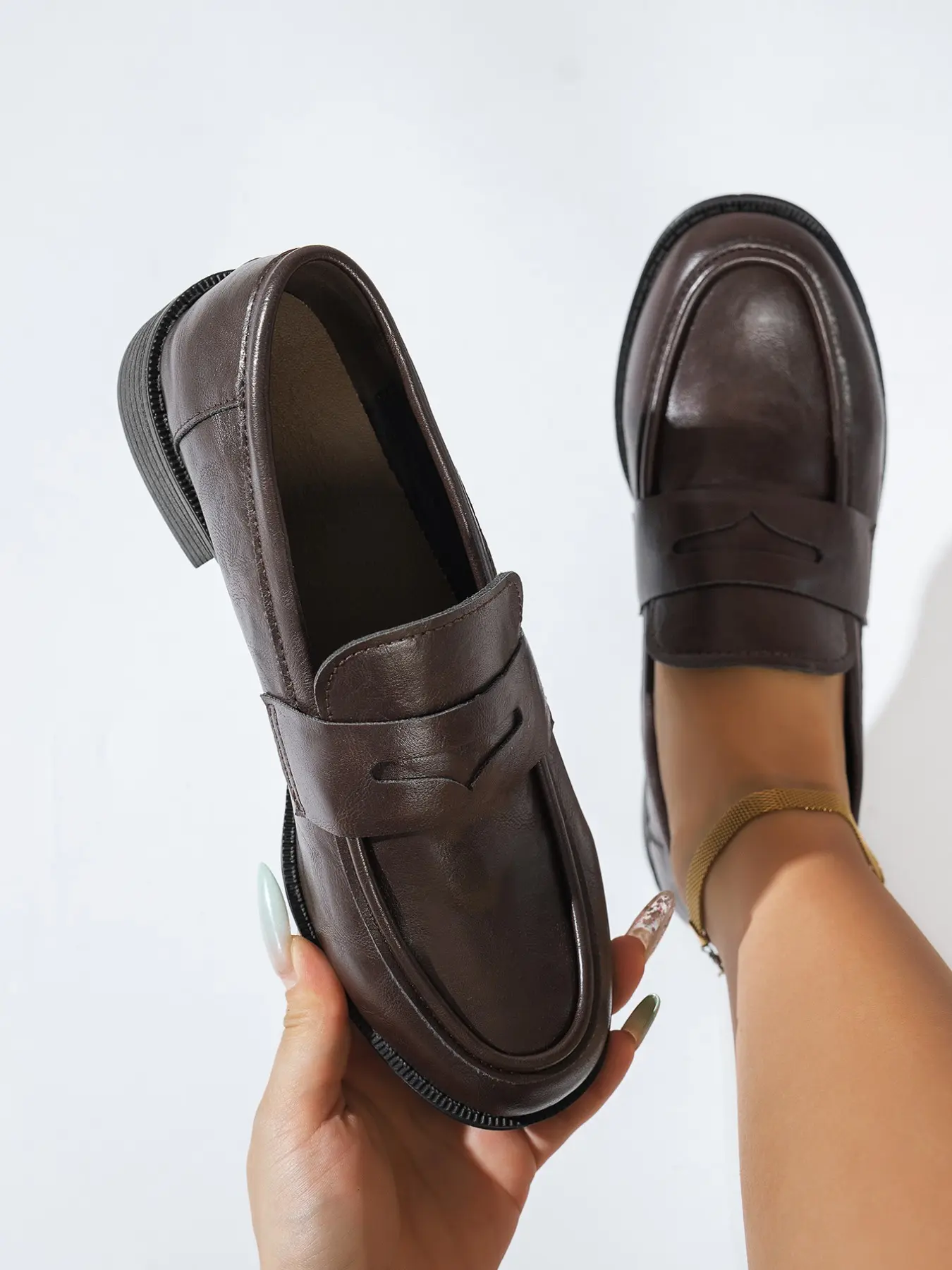 Women's New Square Toe Shoes, Low Heel Loafers, College Commute, Intellectual Office Style, Simple Casual, Retro Daily Wear, Business Meetings