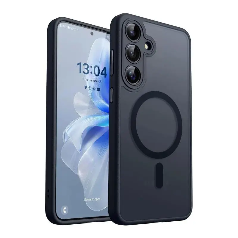 Fin Magnetic Wireless Charge Case for Samsung Galaxy S26 S25 Ultra S24 S23 S22 A15 A35 A55 A16 Luxury Matte Translucent Magsafe Cover