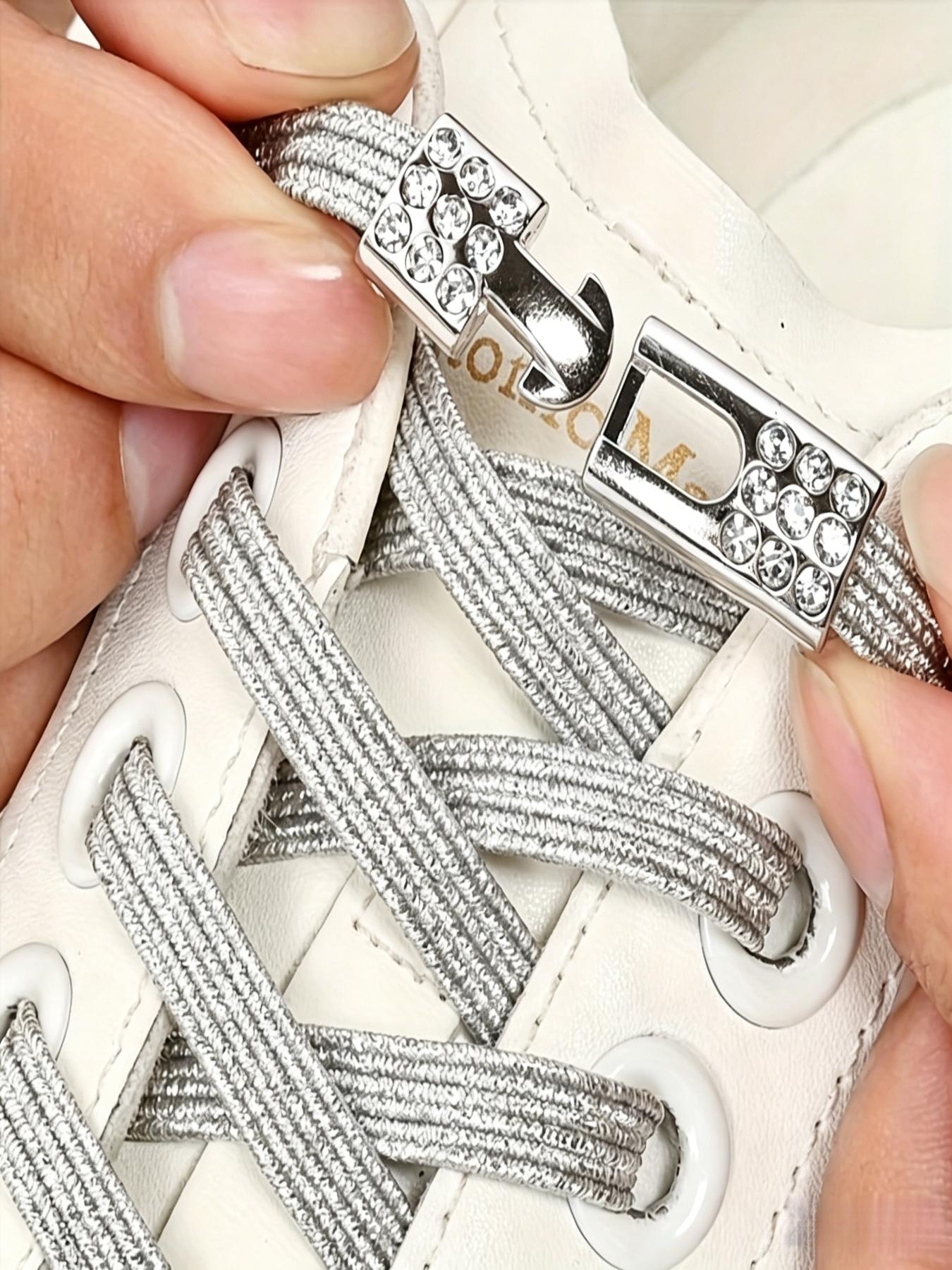 Diamond Buckle Shoe Laces, No-Remove Shoelaces, 2 Elastic Bands and 2 Buckles, Colorful Gradient Shoelaces for Casual and Sports Shoes, Stretchy Shoelaces