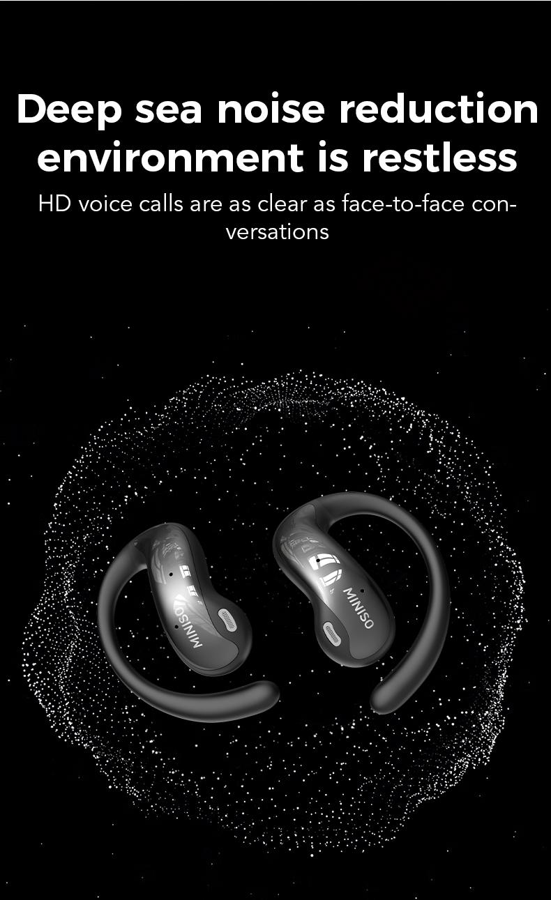 MINISO MS188 Open Ear Headphones Wireless Earphones,OWS Bluetooth 5.4 Earphones Comfortable Wear Touch Control Electronic Headphones(For Kevin)