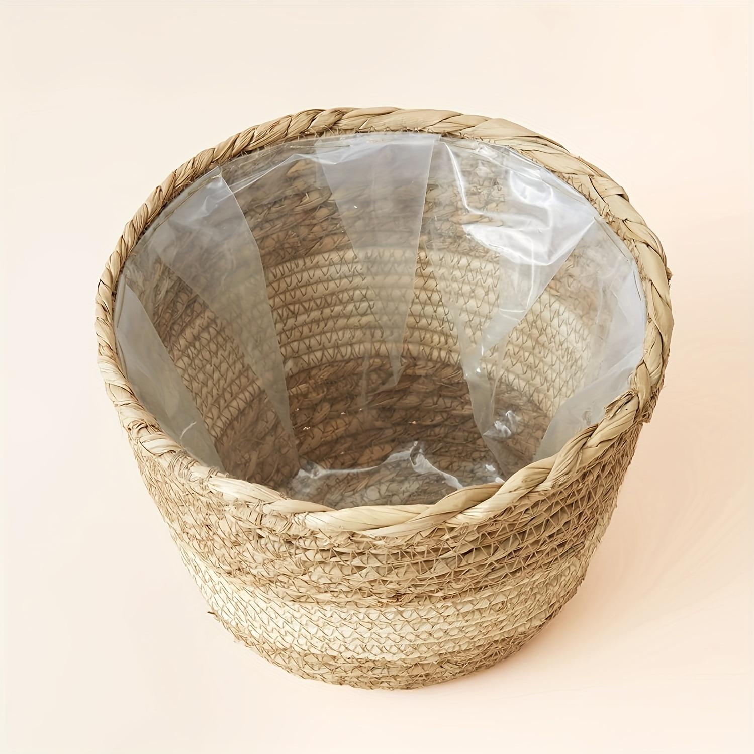 3 Pack Handwoven Seagrass Plant Baskets with Artificial Moss Lining, Breathable Flower Planter Pots, Lightweight Storage Baskets for Succulents, Herbs and Various Potted Plants, Stylish Decor for Indoor and Outdoor Garden Layout