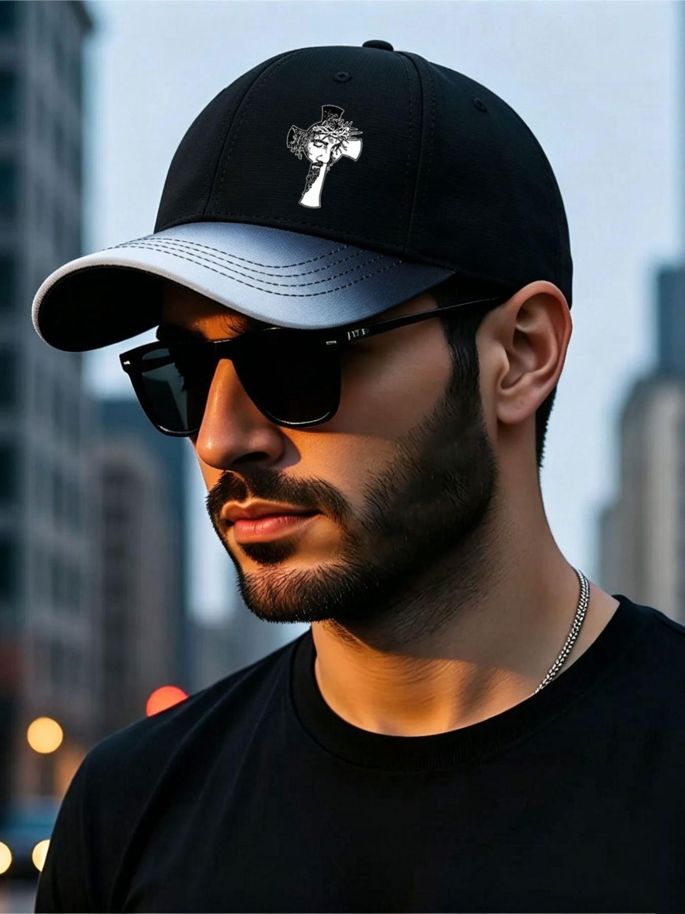 Jesus Cross Pattern Baseball Hat with Cross and Shoulder Bag Set, Adjustable Street Fashion, Unisex, All Seasons, Perfect for Daily Wear and Gifts