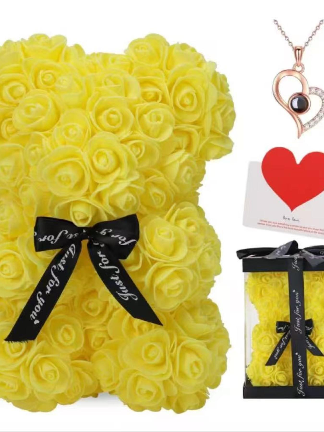 Set Includes 100 Languages Necklace Bear Card Gift Box Mother's Day Gift for Mom Valentine's Day Gift for Girlfriend