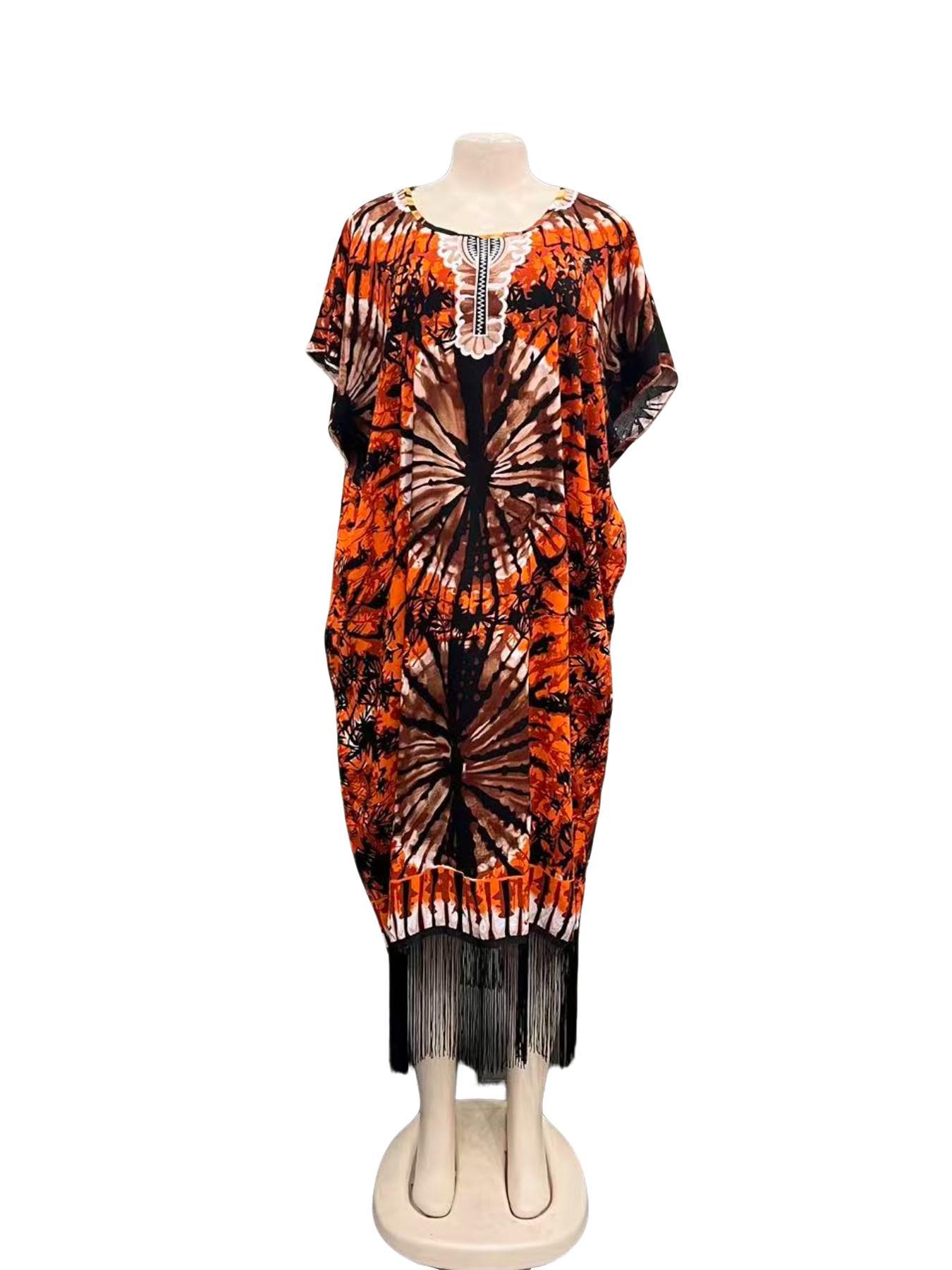 Women's Tie Dye Midi Boubou Dress, Loose Fit Bohemian Style, Breathable Summer Beachwear, Casual Daily Wear, New Fashion Design