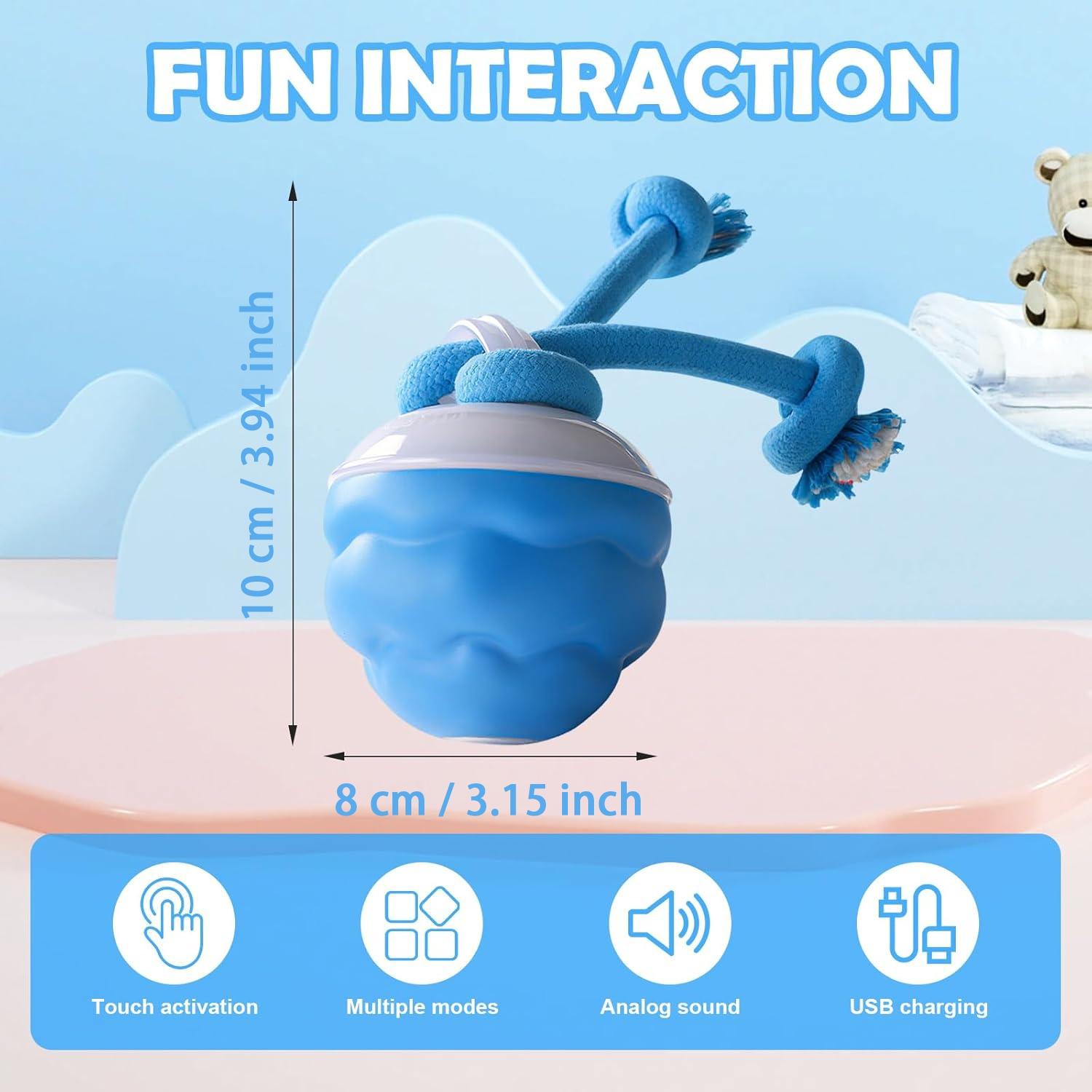Interactive Dog Toys, Newly Upgraded Interactive Training Ball, Interactive Dog Ball for Medium/large Dogs, Automatic Moving Dogs Toy, USB Rechargeable Blue