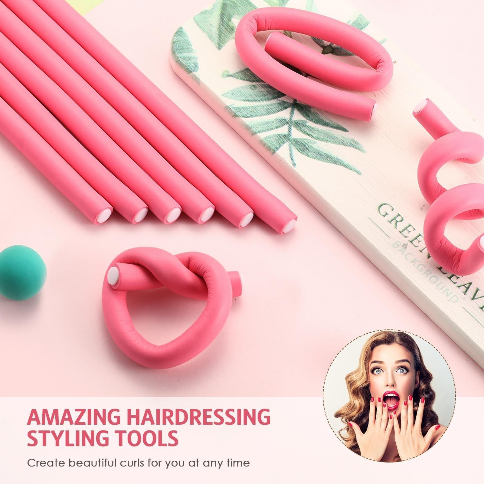 30pcs Flexible Curling Iron Foam Rollers, Soft No-Heat Hair Styling Set, Includes Steel Tail Comb, Ideal for Long & Short Hair Women