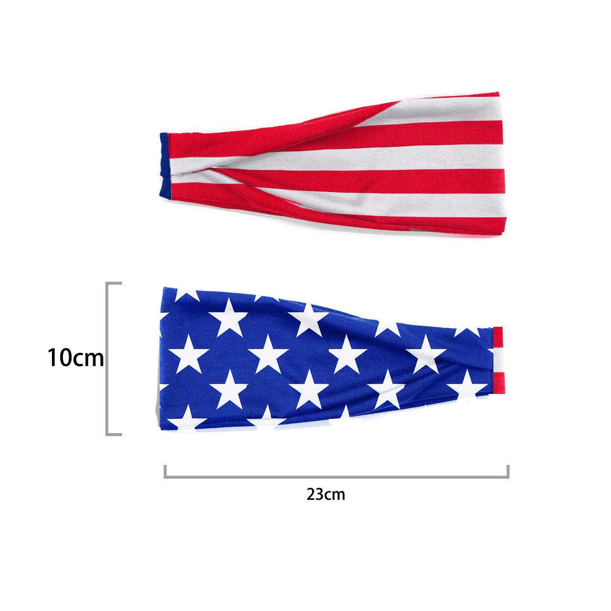 US Independence Day Headband – Men's Athletic Stretch Headband & Women's Stylish Wide Cross-Over Headband – Sweat-Wicking Hair Accessory
