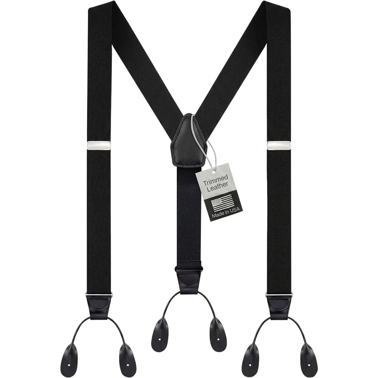 Men's Formal Tuxedo Button Suspenders – Dress Suspenders with 100% Genuine Leather Straps | Regular & Tall Sizes(Gift)