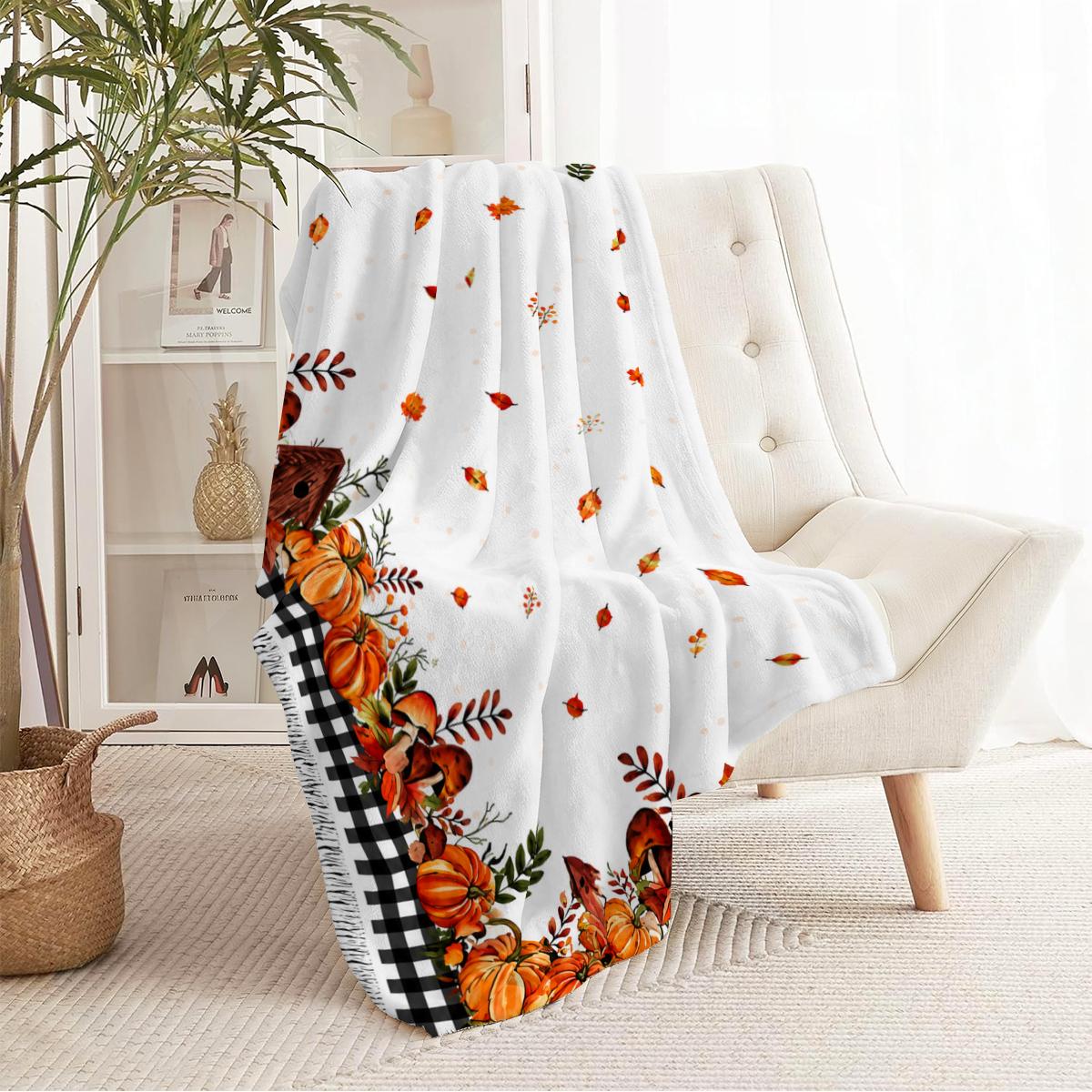 Autumn pumpkin leaf sofa cover machine washable sofa towel suitable for decorating sofas in bedrooms and living rooms throughout the year