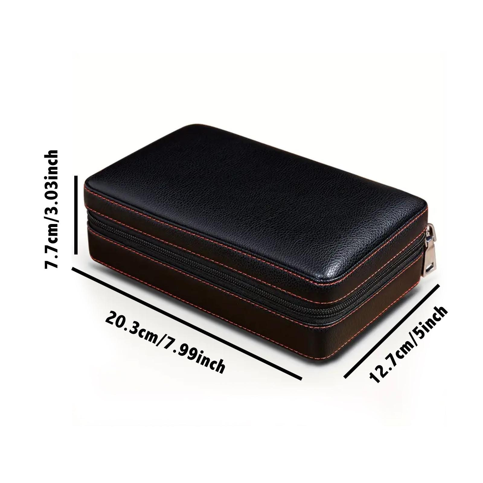 Portable Cigar Travel Case, 1 Count Wooden Lined Humidor with Zipper Closure, Elegant Leather Exterior Storage Box for Home & Travel, Organizer