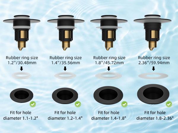 Hibbent Upgraded 3-in-1 Bathroom Sink Drain Strainer Bathroom Accessories Set, Universal Pop-Up Stopper with Removable Stainless Steel Filter Basket Hair Catcher, Brass Bullet Core Plug for 1.1"-2.36" Basins, Matte Black