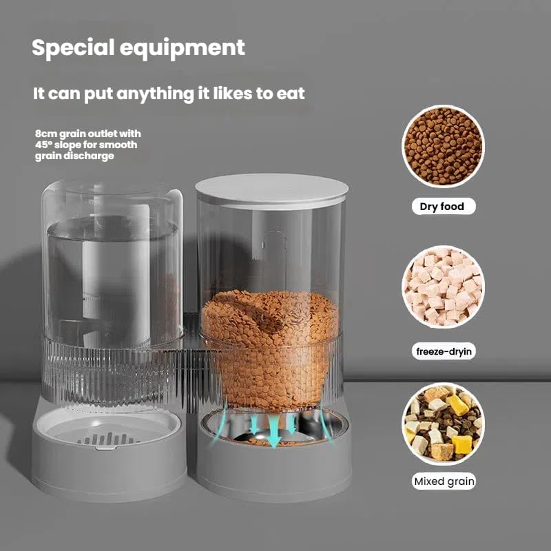 New Automatic Cat and Dog Feeder & Water Dispenser Combo Dog Bowl and Cat Bowl Two-in-One Water Dispenser Stainless Steel Bowl
