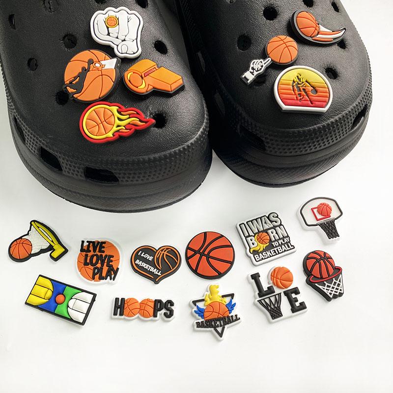 24-Piece Basketball Series PVC Shoe Charms For Bubble Slides Clogs Sandals,PVC Shoe Decorations Accessories Buckle For Christmas Birthday Gifts