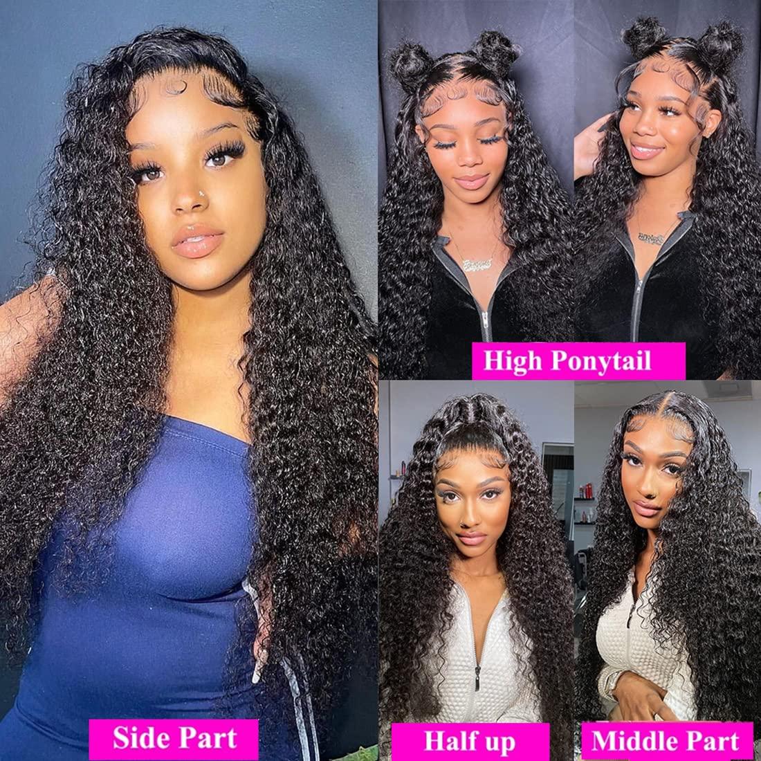 [34 Inch Only $159]13x4 Lace Frontal Wigs Human Hair Kinky Curly Frontal Wig Brazilian Wave Curly Wigs Human Hair For Women PrePlucked 180% Density Nature Black Color Vacation Hair TikTokShopHolidayHaul