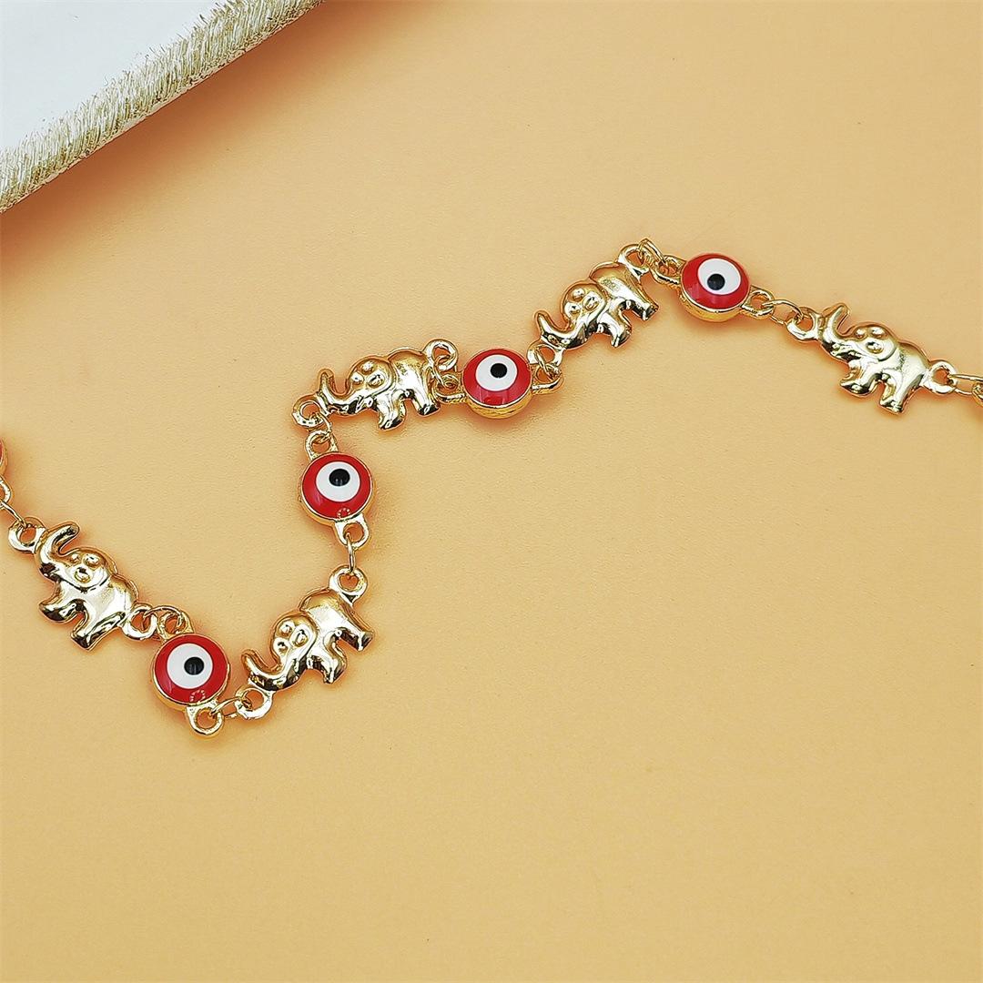 Bohemian Elephant & Evil Eye Anklet, Convertible Chain Charm Bracelet with Colorful Beads, Fashionable Accessory Jewelry for Women, Boho Anklet, Wearable Jewelry, Animal, Non Tarnish Jewelry