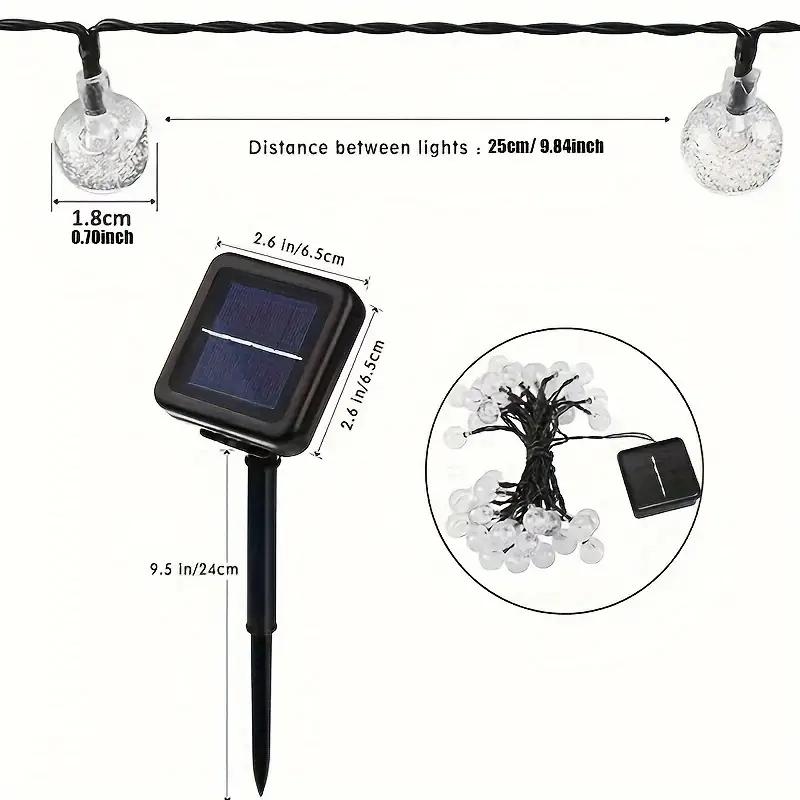 Solar LED Bubble Light String, Solar Crystal Ball, Outdoor Solar Lamp, 8 Lighting Modes, Garden Lantern, Party Decor