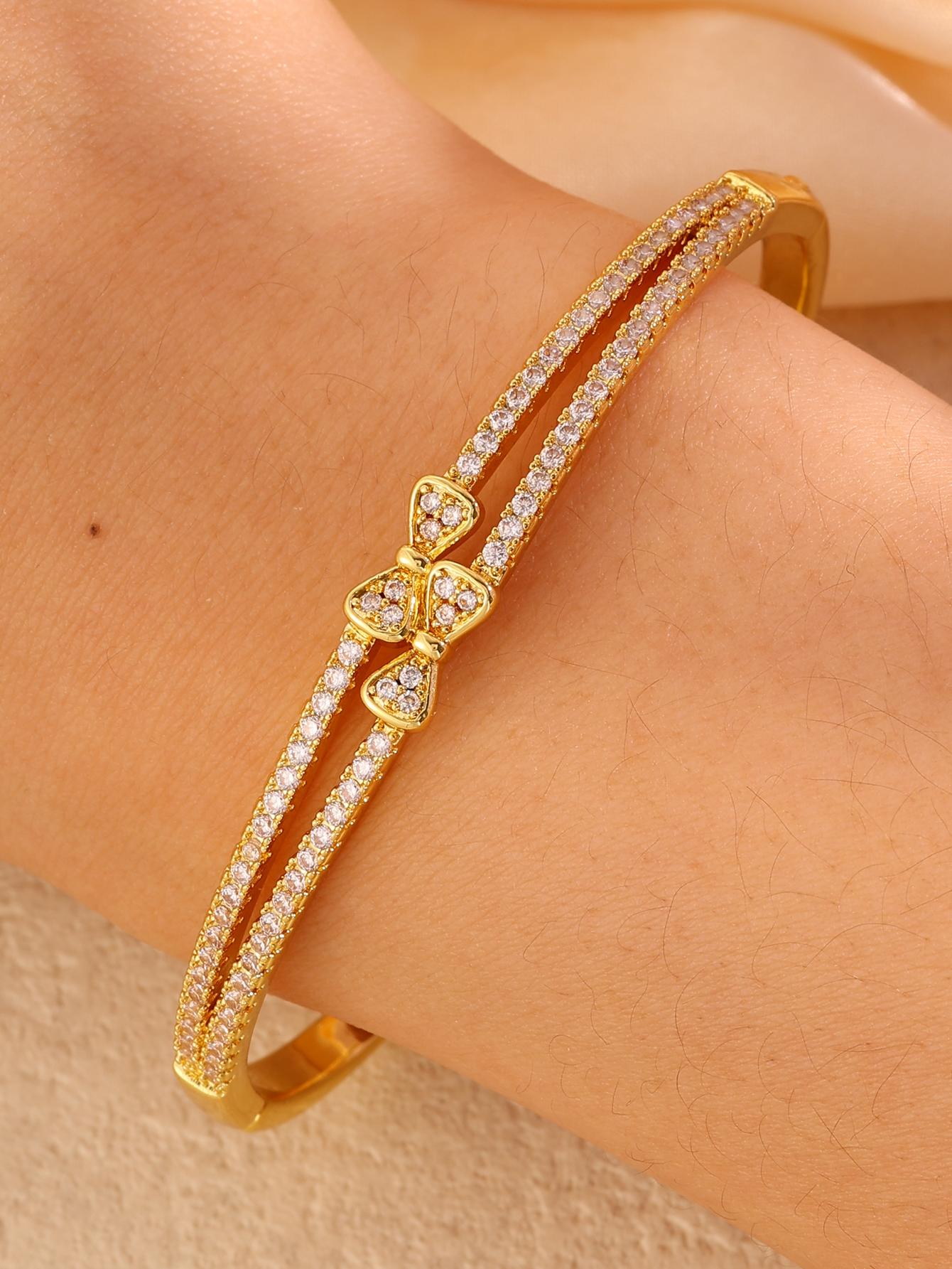 Fashion Knot Cubic Zirconia Bracelet for Women, Elegant Daily Wear Jewelry, Perfect Gift for Her, All Seasons Accessory