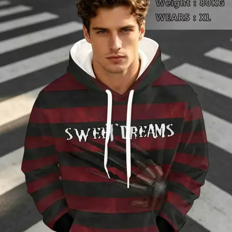 Hooded Casual Hoodie, Casual Sweatshirt Hoodie with Horror Movie Print, Graphic Print Hoodie, Printed Hooded, Quick-Dry Polyester Fabric, Perfect for Streetwear, Golf, Fishing, Camping, Gym, Beach
