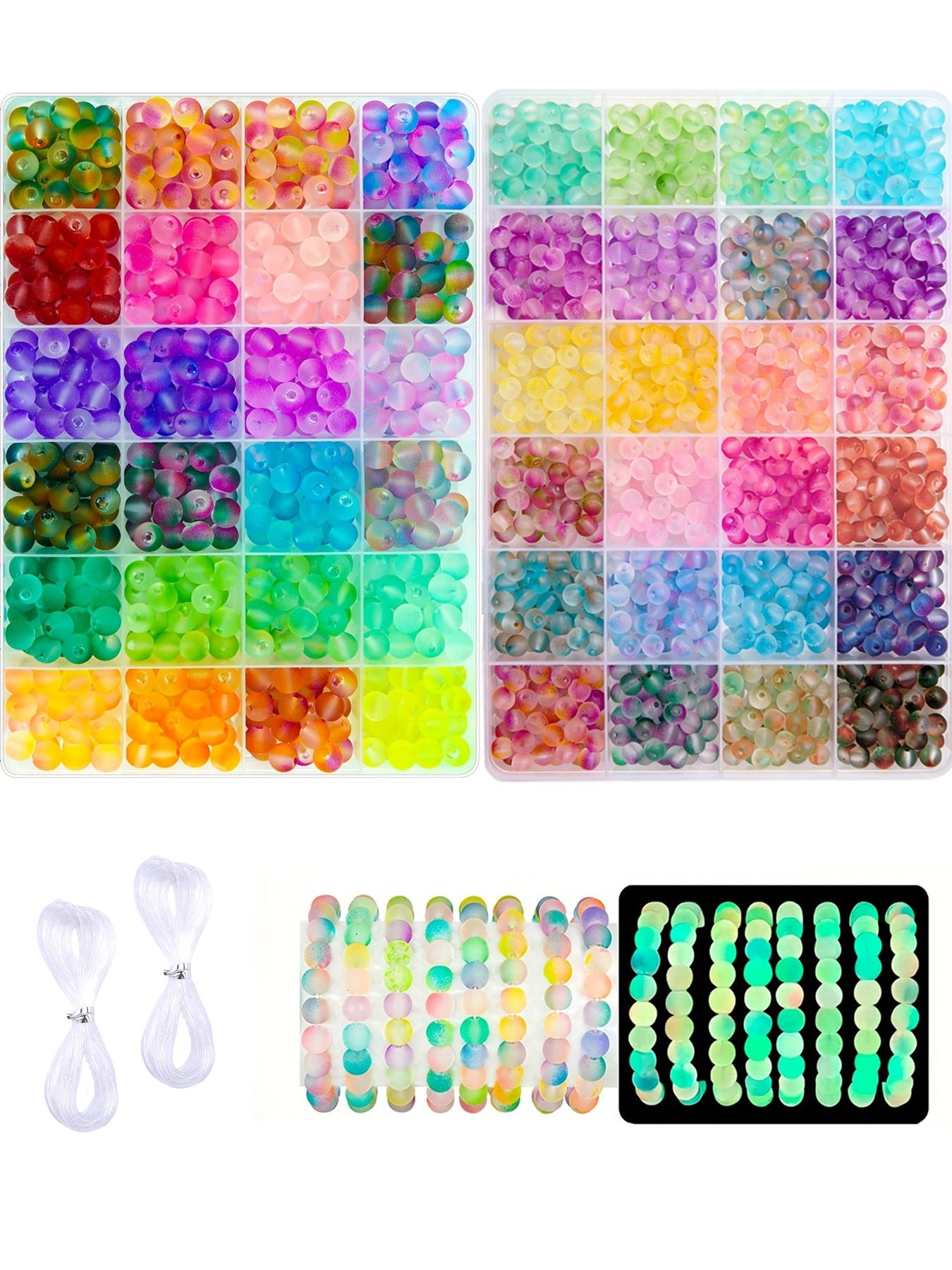 700pcs Glow-In-The-Dark Glass Bead Jewelry Kit, Diy Beads, DIY Crafts Necklace & Bracelet Making, Party Decorations, Perfect Gift Idea