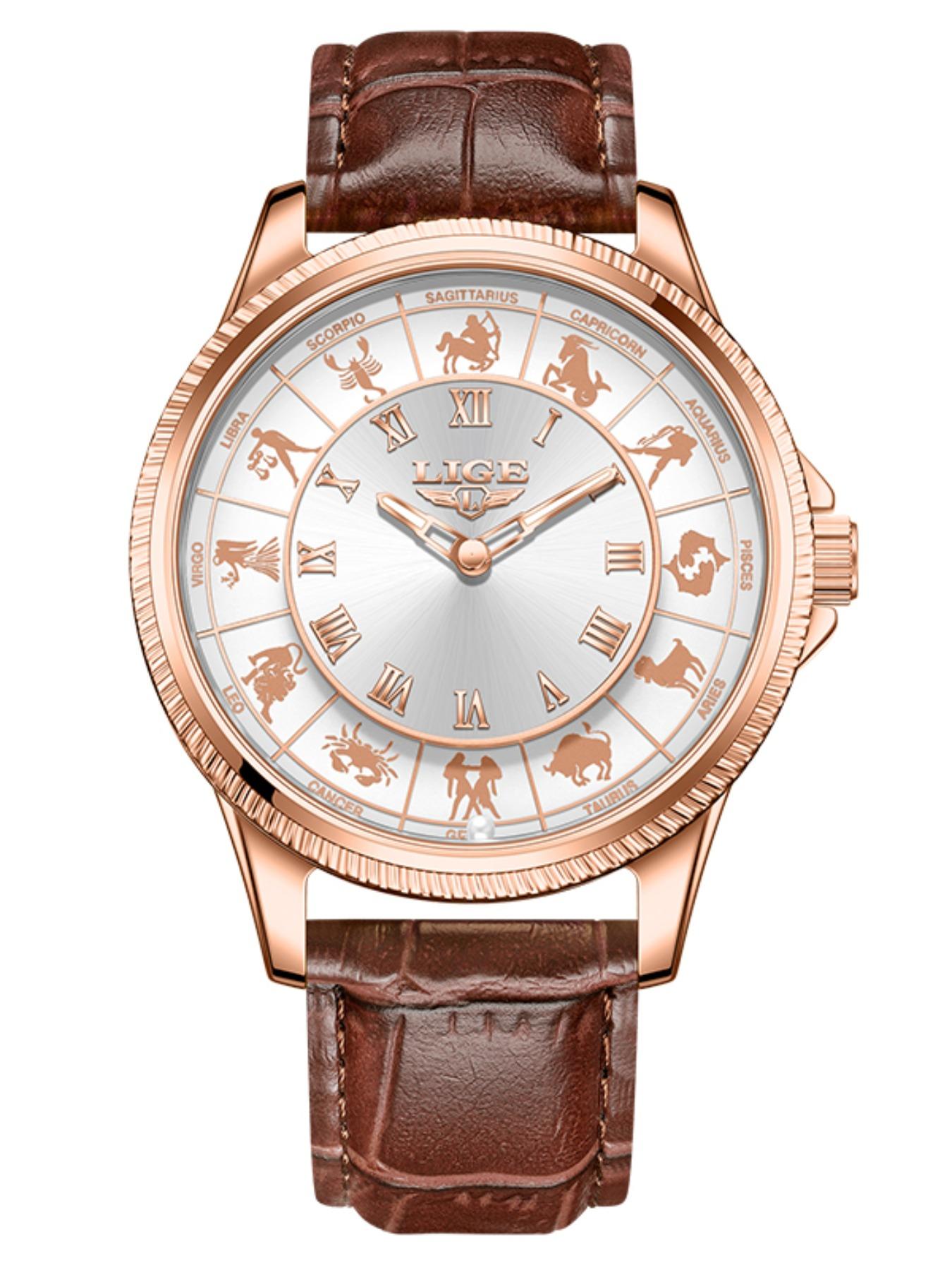 Men's Casual Round Dial Russian Roulette / 12 Zodiac Theme Interactive Analog Quartz Watch, Waterproof Wristwatch for Parties and Daily Wear, Analog Wristwatches