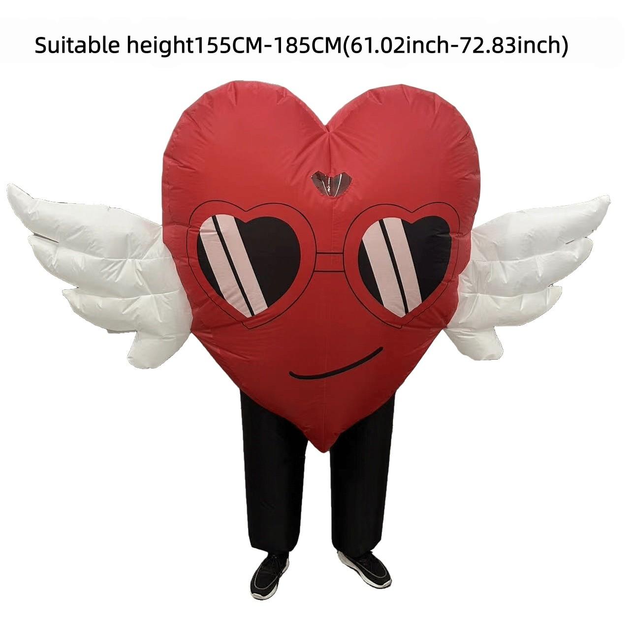 New Heart Wings Inflatable Costume for Adults, Unisex, Perfect for Valentine's Day, Halloween, Christmas, Carnival Parties