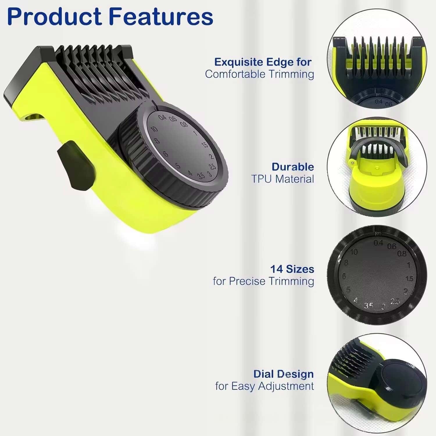 14-in-1 Comb Attachment for Philips One Blade OneBlade Replacement Blade Blades Trimming Attachments for QP2520 QP2530 QP2620 QP2630, 14 Length Settings From 0.4mm To 10mm