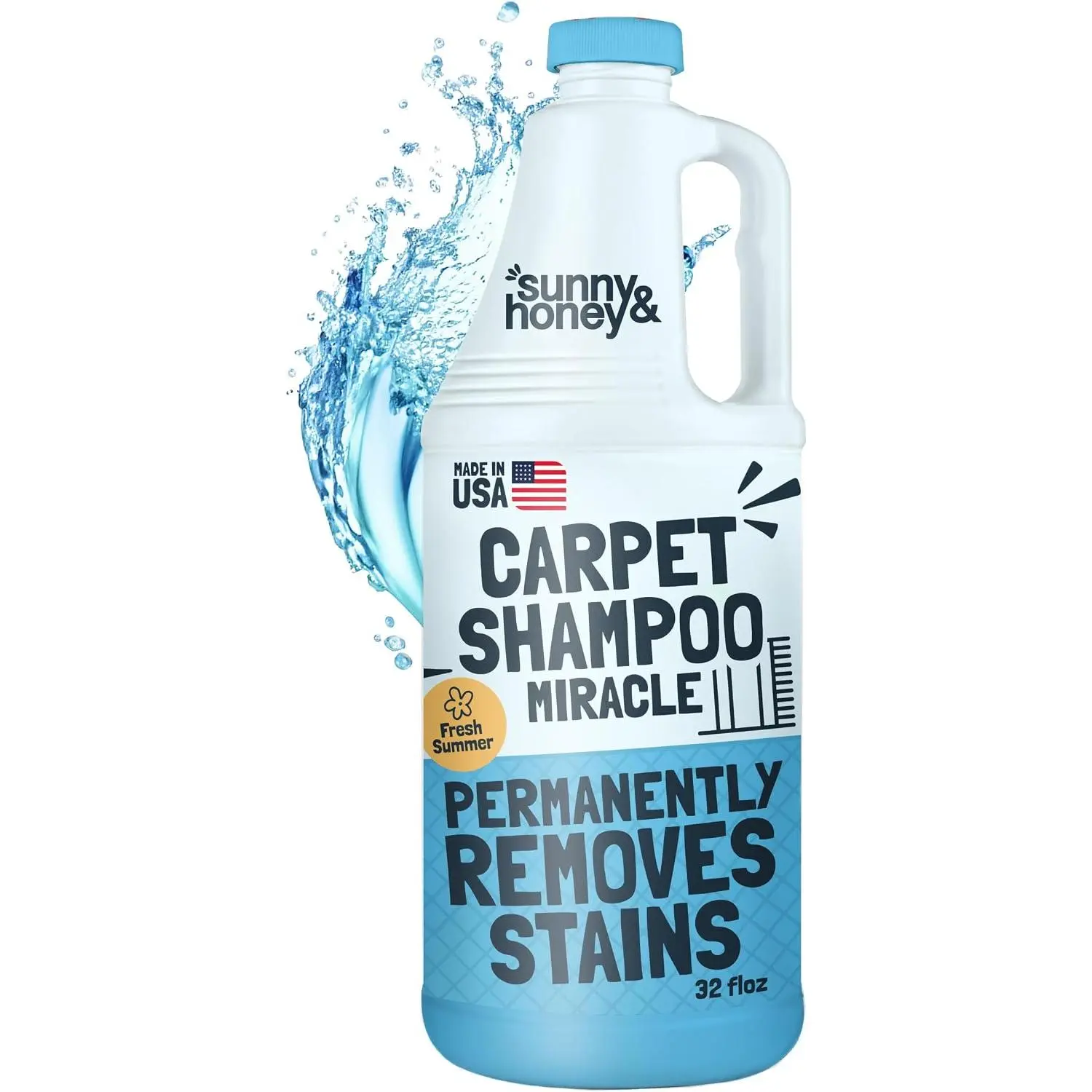 32 fl oz Concentrated Carpet Cleaner Shampoo Solution - Stain Remover & Odor Eliminator - Machine Compatible, Upholstery Safe - For Upright/Spot Cleaners, Routine Cleaning, Light Scented