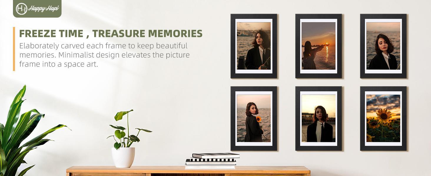 5-Pack Rectangular Black 4x6 Picture Frames, Wall or Tabletop Display, Holds 3.5x5 Photos with Mat or 4x6 Without, Modern Classic Home Decor Gallery Wall Set