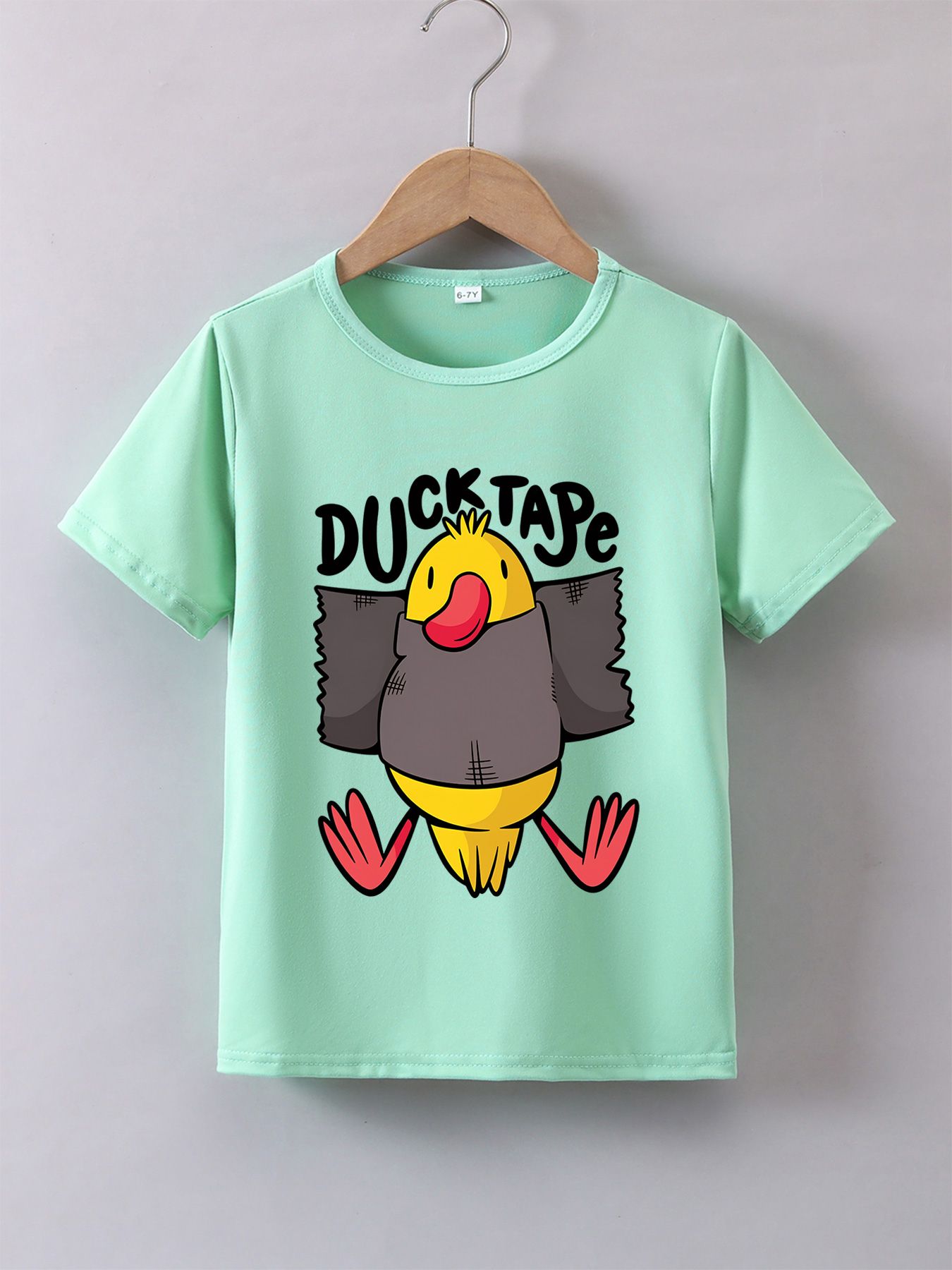 Boys' Summer Breathable & Comfortable "Little Yellow Duck Taped Up" Cartoon Print (3-12Y) Casual Sports T-Shirt