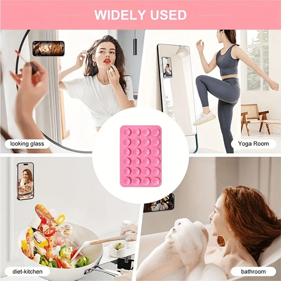 10Pcs Silicone Suction Pad For Mobile Phone Fixture Suction Cup Backed Adhesive Silicone Rubber Sucker Pad For Fixed Mount Accessories Cellphone