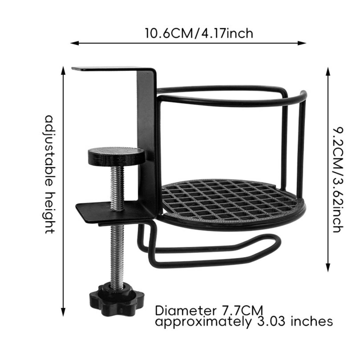 Adjustable Desktop Cup Holder, Adjustable Armrest Stand, 360 Degree Rotating Table Edge Armrest Anti-Fall Cup Holder